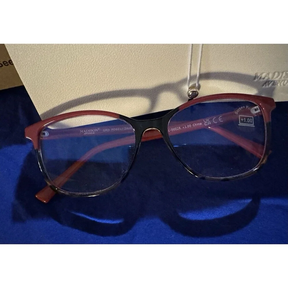 Madison Avenue Square Tortoise Shell +1.0 Reading Glasses New In Box